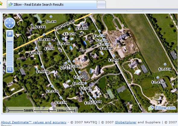 A recent search on Zillowcom of properties in the East Hampton estate 